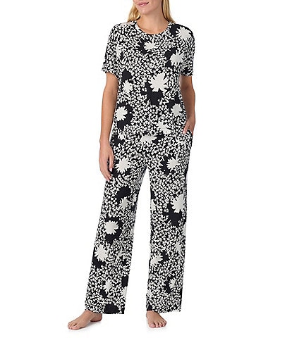 Sanctuary Floral Short Sleeve Round Neck Knit Long Lounge Sleep Set