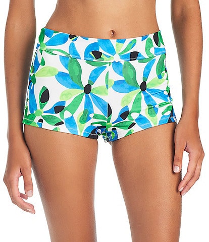 Sanctuary Jigsaw Petals Floral Print Mid Rise Swim Boy Short