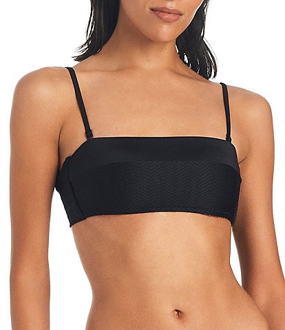 Sanctuary On The Water Textured Seamed Square Neck Bandeau Swim Top