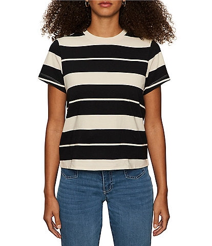 Sanctuary Organic Cotton Timeless Stripe Print Crew Neck Short Sleeve Tee