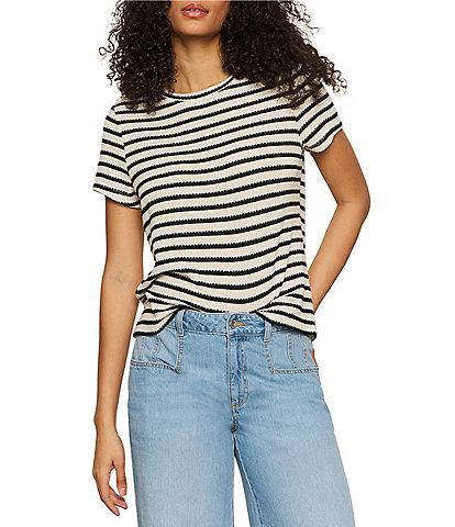 Sanctuary Perfect Textured Stripe Print Crew Neck Short Sleeve Tee