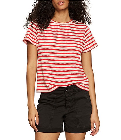 Sanctuary Perfect Textured Stripe Print Crew Neck Short Sleeve Tee