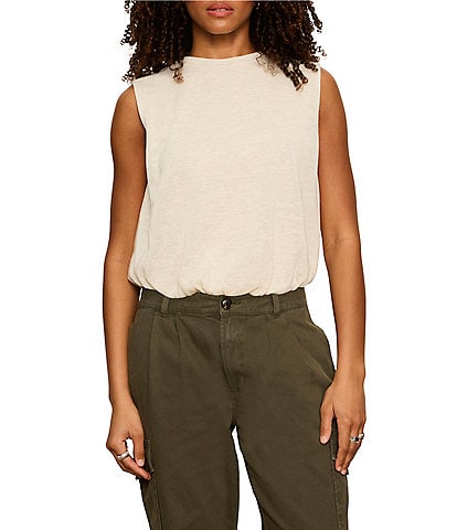 Sanctuary Quinn Bubble Boat Neck Sleeveless Knit Shell Top