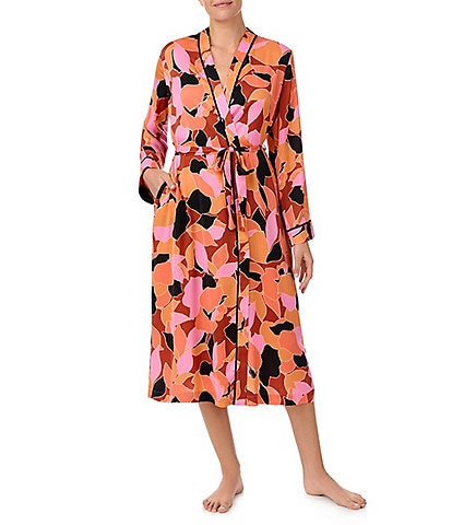 Sanctuary Satin Long Sleeve Abstract Print Coordinating Midi Robe