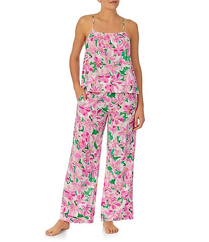 Sanctuary Sleeveless Round Neck Cami & Pant Woven Floral Print Pajama Set
