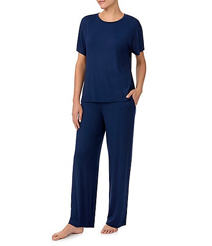 Sanctuary Solid Short Sleeve Round Neck Knit Pant Pajama Set