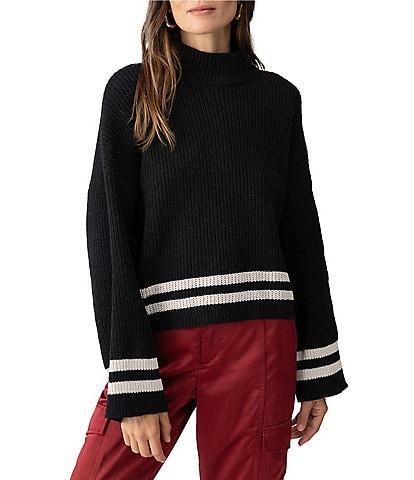 Sanctuary Stay Cozy Chenille Knit Stripe Print Turtleneck Long Sleeve Pullover Sweater