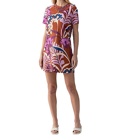 Sanctuary The Only One Floral Palm Crew Neck Short Sleeve T-Shirt Dress