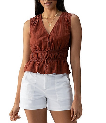 Sanctuary V Neck Sleeveless Button Front Top