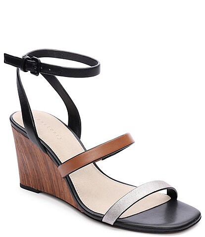 Sanctuary Wink Leather Ankle Strap Wooden Wedge Sandals