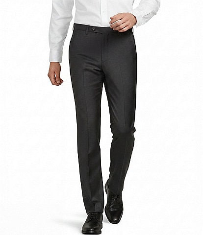 Santorelli Super 130's Bi-Stretch Wool Flat Front Solid Dress Pants
