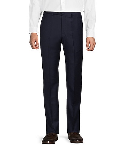  Super 130's Bi-Stretch Wool Flat Front Solid Dress Pants