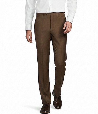 Santorelli Super 130's Bi-Stretch Wool Flat Front Solid Dress Pants