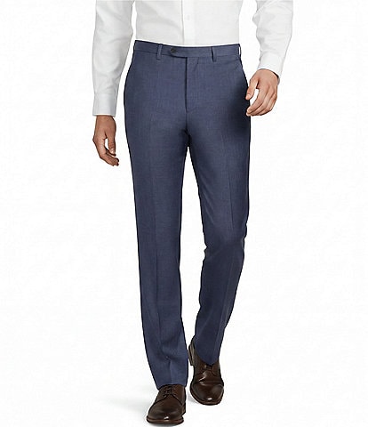 Santorelli Super 130's Bi-Stretch Wool Flat Front Solid Dress Pants