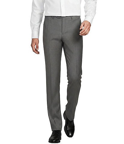Santorelli Super 130's Bi-Stretch Wool Flat Front Solid Dress Pants