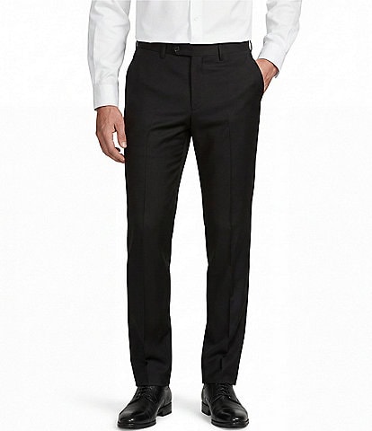 Santorelli Super 130's Bi-Stretch Wool Flat Front Solid Dress Pants