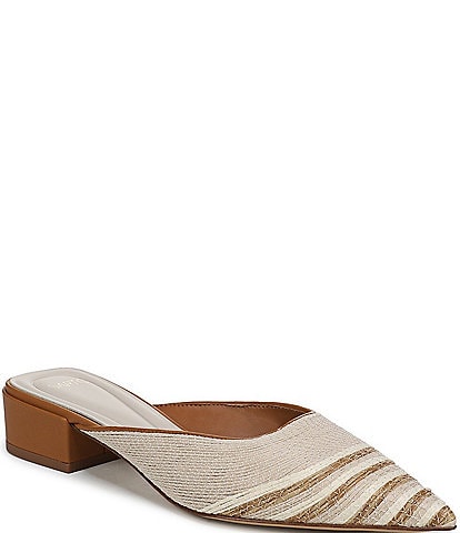 Sarto by Franco Sarto Bennet Raffia Pointed Toe Block Heel Mules