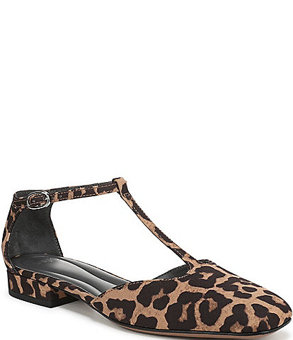 Sarto by Franco Sarto Delmira Leopard Print T-Strap Flats