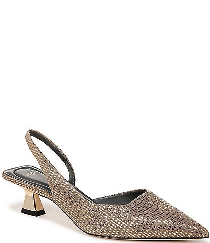 Sarto by Franco Sarto Devin Metallic Printed Leather Kitten Heel Slingback Pumps