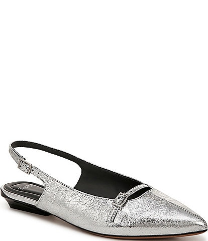 Sarto by Franco Sarto Emma Metallic Leather Buckle Strap Slingback Flats