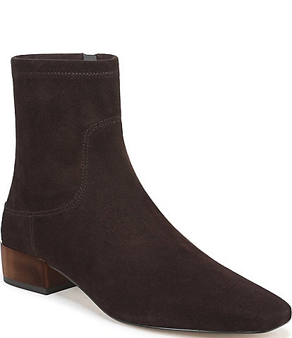 Sarto by Franco Sarto Flexa Lotte Suede Square Toe Metallic Block Heel Booties