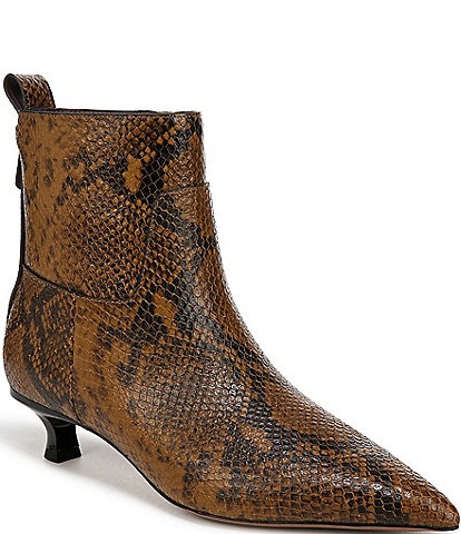 Sarto by Franco Sarto Mala Snake Print Leather Kitten Heel Ankle Dress Booties