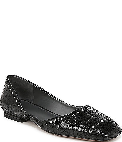 Sarto by Franco Sarto Tracy Embellished Leather Square Toe Dress Flats