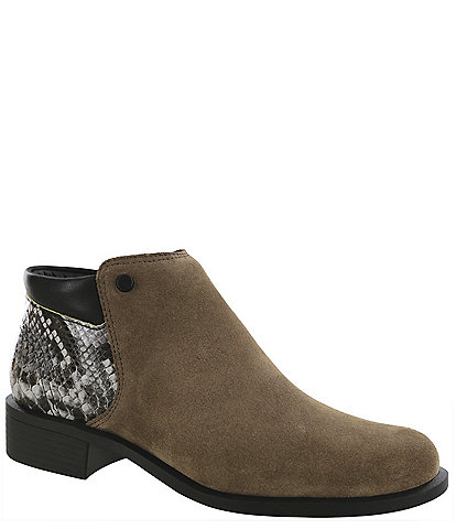 SAS Bethany Snake Print Accent Side Zip Ankle Booties