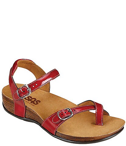 SAS Pampa Patent Leather Wedge Sandals