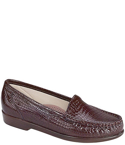 SAS Simplify Crocodile Embossed Leather Moccasin Loafers