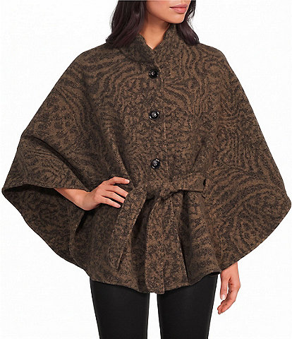 SASSO + SMYTH Animal Print Faux Leather Belted Cape