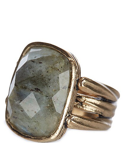 SASSO + SMYTH Bronze and Faceted Genuine Stone Statement Ring