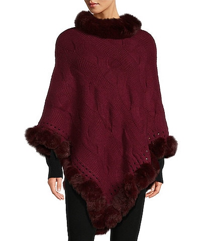 SASSO + SMYTH Cable Faux Fur Poncho