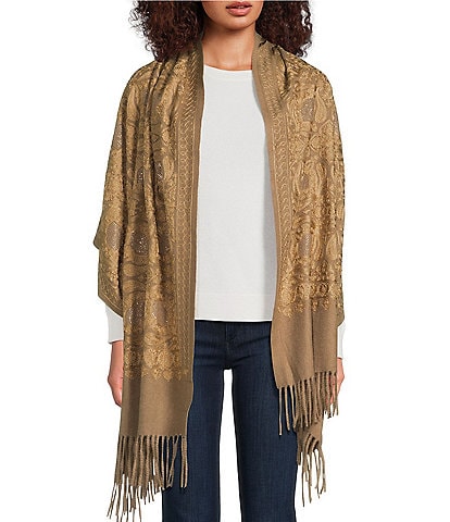 SASSO + SMYTH Embroidered Beaded Evening Wrap