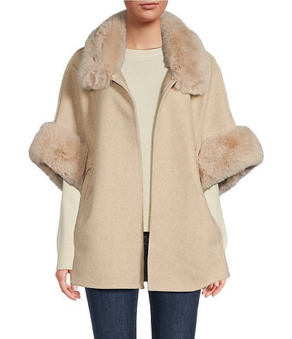 SASSO + SMYTH Faux Fur Solid Belted Topper