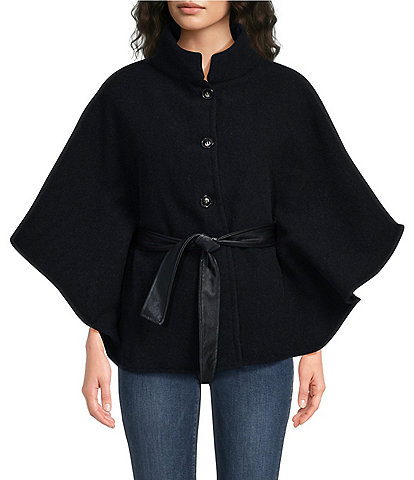 SASSO + SMYTH Faux Leather Belted Cape