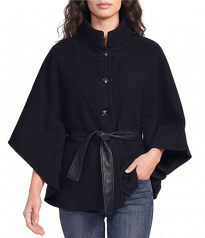 SASSO + SMYTH Faux Leather Belted Cape