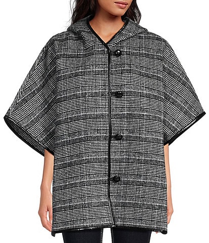 SASSO + SMYTH Plaid Hooded Poncho