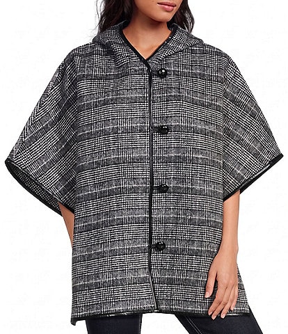 SASSO + SMYTH Plaid Hooded Poncho