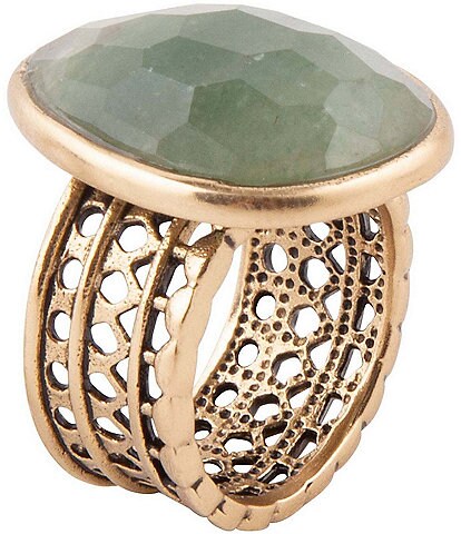 SASSO + SMYTH The Oracle Bronze and Genuine Faceted Stone Statement Ring