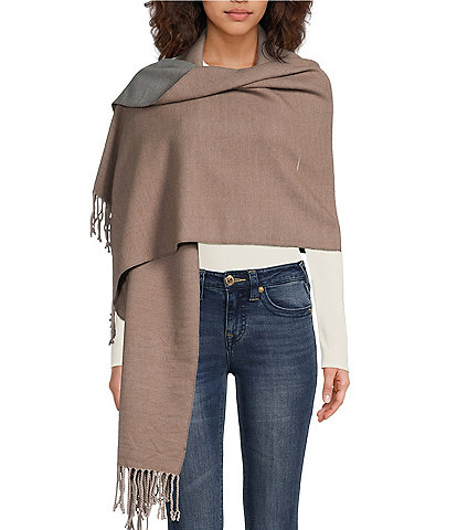 SASSO + SMYTH Two Tone Fringe Scarf Wrap