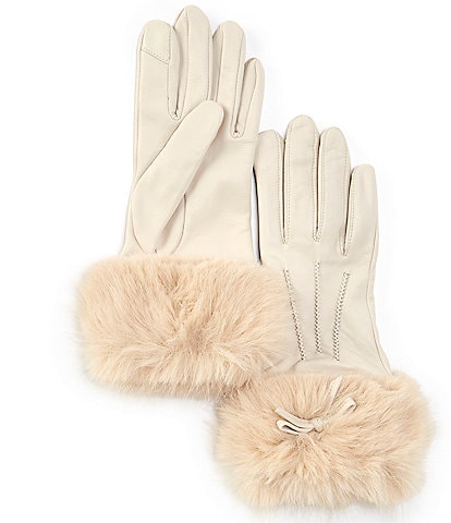 SASSO + SMYTH Women's Faux Fur Bow Cuff Tech Tip Gloves