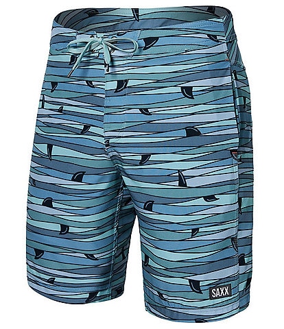 SAXX Betawave Two-In-One Fins Print 19" Outseam Board Shorts