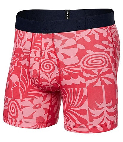 SAXX DropTemp™ Slim Fit Hibiscus-Printed Cooling 5#double; Inseam Boxer Briefs
