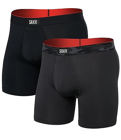 SAXX Multi-Sport Solid/Camouflage Waistband 6" Inseam Mesh Boxer Briefs 2-Pack