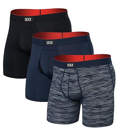 SAXX Multi-Sport Wavelength Printed/Solid Mesh 6" Inseam Boxer Briefs 3-Pack