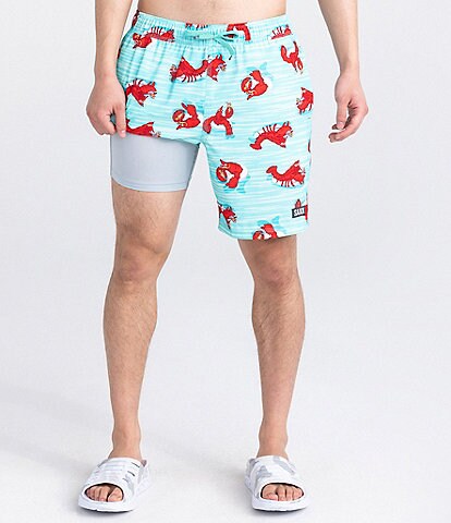 SAXX Oh Buoy Lobster Lounger 7#double; Inseam Two-In-One Volley Shorts