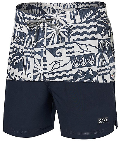 SAXX Oh Buoy Two-In-One Color Blocked/Solid 5#double; Inseam Swim Trunks