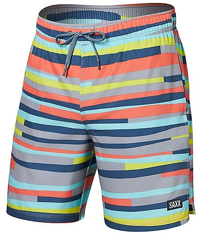 SAXX Oh Buoy Two-In-One Improve Stripe 7#double; Inseam Volley Shorts