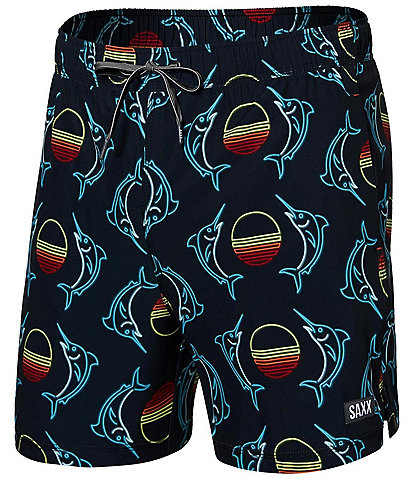 SAXX Oh Buoy Two-In-One Sunset Crest Printed 5" Inseam Volley Shorts